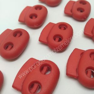 Paracord Bileklik Çift Delikli Stopper Klips Kırmızı Renk - Görsel 2