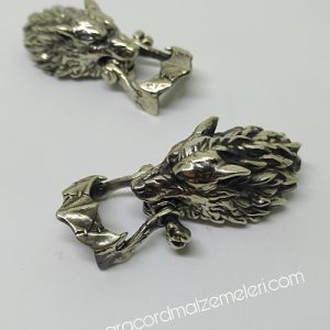 Paracord Bileklik Aksesuar Klips Canavar Kurt Gümüş Renk - Görsel 3