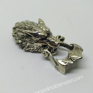 Paracord Bileklik Aksesuar Klips Canavar Kurt Gümüş Renk - Görsel 5