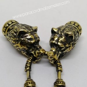 Paracord Bileklik Aksesuar Klips Çift Baş Kurt Bronz Renk - Görsel 1