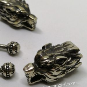 Paracord Bileklik Aksesuar Klips Çift Baş Kurt Gümüş Renk - Görsel 1