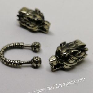 Paracord Bileklik Aksesuar Klips Çift Baş Kurt Gümüş Renk - Görsel 5