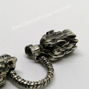 Paracord Bileklik Aksesuar Klips Çift Baş Kurt Gümüş Renk - Görsel 4