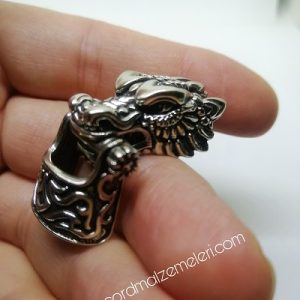 Paracord Bileklik Aksesuar Klips Ejderha Model Gümüş Renk - Görsel 5