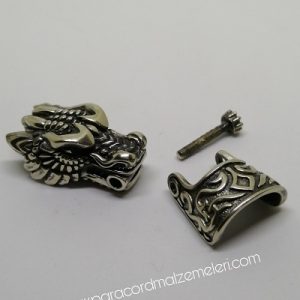 Paracord Bileklik Aksesuar Klips Ejderha Model Gümüş Renk - Görsel 2