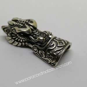 Paracord Bileklik Aksesuar Klips Ejderha Model Gümüş Renk - Görsel 3