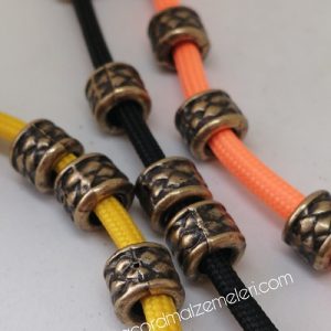 Paracord Aksesuar Mini Boy Baklava Desen Boncuk Bronz Renk - Görsel 3