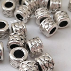 Paracord Aksesuar Mini Boy Baklava Desen Boncuk Gümüş Renk - Görsel 1