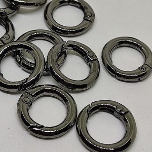 Paracord Anahtarlık Yuvarlak Model Karabina Halka Nikel Siyah Renk 1 cm - Görsel 1