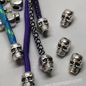 Paracord Bileklik Aksesuar Mini Boy Kuru Kafa Gümüş Renk - Görsel 4