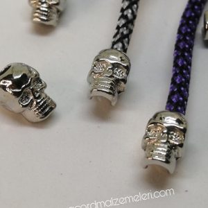 Paracord Bileklik Aksesuar Mini Boy Kuru Kafa Parlak Gümüş Renk - Görsel 2