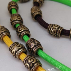 Paracord Aksesuar Sarmal Tibet Desen Boncuk Bronz Renk - Görsel 1
