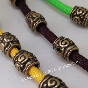 Paracord Aksesuar Sarmal Tibet Desen Boncuk Bronz Renk - Görsel 3