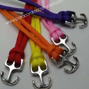 Paracord Bileklik Aksesuar Çapa Klips Mini Boy Köşeli Model Gümüş Renk - Görsel 1