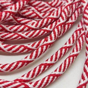 Paracord İp 4 mm Burgulu Desen Kırmızı Beyaz Renk - Görsel 2