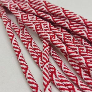 Paracord İp 4 mm Burgulu Desen Kırmızı Beyaz Renk - Görsel 1