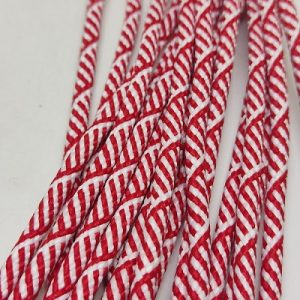 Paracord İp 4 mm Burgulu Desen Kırmızı Beyaz Renk - Görsel 3