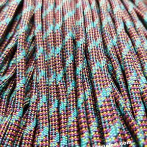 Paracord 550 İp, Paracord Paraşüt Bileklik İpi Ebruli Renk Turkuaz Mavi Şerit - Görsel 3