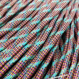 Paracord 550 İp, Paracord Paraşüt Bileklik İpi Ebruli Renk Turkuaz Mavi Şerit - Görsel 1