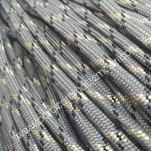 Paracord 550 İp, Paracord Paraşüt Bileklik İpi Gri Renk Siyah-Krem Şerit - Görsel 1