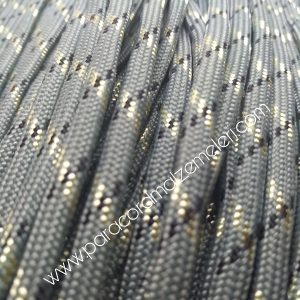 Paracord 550 İp, Paracord Paraşüt Bileklik İpi Gri Renk Siyah-Krem Şerit - Görsel 3