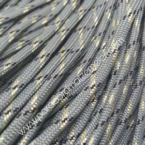 Paracord 550 İp, Paracord Paraşüt Bileklik İpi Gri Renk Siyah-Krem Şerit - Görsel 2