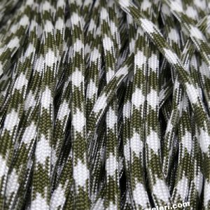 Paracord 550 İp, Paracord Paraşüt Bileklik İpi Haki Yeşil Beyaz Renk - Görsel 1