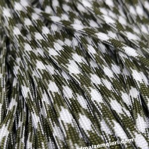 Paracord 550 İp, Paracord Paraşüt Bileklik İpi Haki Yeşil Beyaz Renk - Görsel 2