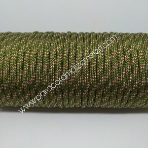 Paracord 550 İp, Paracord Paraşüt Bileklik İpi Haki Yeşil Kırmızı-Beyaz Şerit - Görsel 4