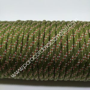 Paracord 550 İp, Paracord Paraşüt Bileklik İpi Haki Yeşil Kırmızı-Beyaz Şerit - Görsel 3