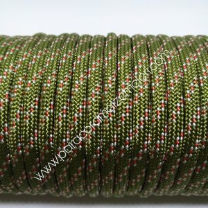 Paracord 550 İp, Paracord Paraşüt Bileklik İpi Haki Yeşil Kırmızı-Beyaz Şerit - Görsel 1