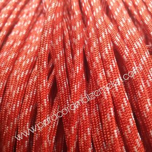 Paracord 550 İp, Paracord Paraşüt Bileklik İpi Kırmızı Renk Beyaz Şerit - Görsel 1