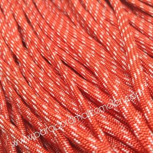 Paracord 550 İp, Paracord Paraşüt Bileklik İpi Kırmızı Renk Beyaz Şerit - Görsel 2