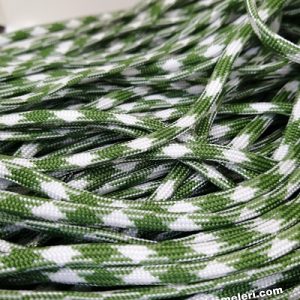 Paracord 550 İp, Paracord Paraşüt Bileklik İpi Koyu Yeşil Beyaz Renk - Görsel 3