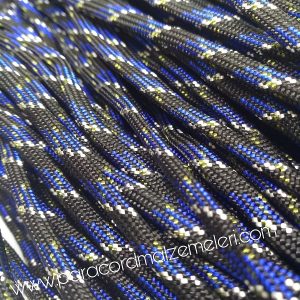 Paracord 550 İp, Paracord Paraşüt Bileklik İpi Mavi Siyah Renk Beyaz Şerit - Görsel 4
