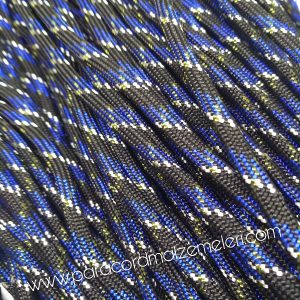 Paracord 550 İp, Paracord Paraşüt Bileklik İpi Mavi Siyah Renk Beyaz Şerit - Görsel 1