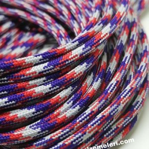 Paracord İp, Paracord Paraşüt Bileklik İp Gri Kırmızı Mavi Renk   - Görsel 1