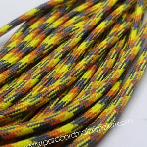 Paracord İp, Paracord Paraşüt Bileklik İpi Gri Turuncu Sarı Şerit - Görsel 3