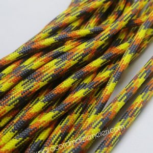 Paracord İp, Paracord Paraşüt Bileklik İpi Gri Turuncu Sarı Şerit - Görsel 2