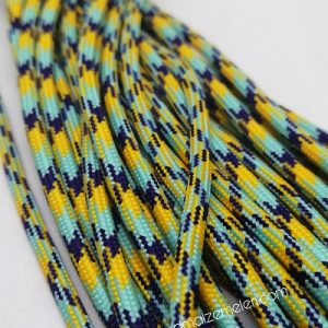 Paracord İp, Paracord Paraşüt Bileklik İp Kavun Sarısı Cam Göbeği Mavi Şerit  - Görsel 1
