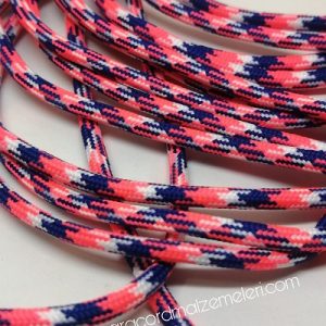 Paracord İp, Paracord Paraşüt Bileklik İpi Neon Kırmızı Mavi Beyaz Şeritli - Görsel 2