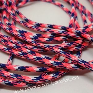 Paracord İp, Paracord Paraşüt Bileklik İpi Neon Kırmızı Mavi Beyaz Şeritli - Görsel 4