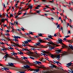 Paracord İp, Paracord Paraşüt Bileklik İpi Neon Kırmızı Mavi Beyaz Şeritli - Görsel 1