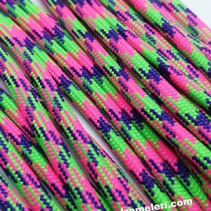 Paracord İp, Paracord Paraşüt Bileklik İpi Neon Pembe Neon Yeşil Mavi Şerit - Görsel 1
