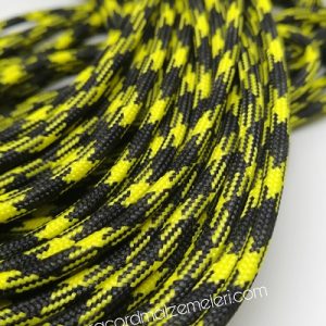 Paracord İp, Paracord Paraşüt Bileklik İp Sarı Siyah Çapraz Desen   - Görsel 1