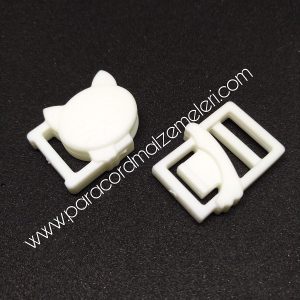 Paracord İp Bileklik Kedi Toka Klips Beyaz Renk - Görsel 4