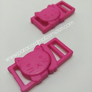 Paracord İp Bileklik Kedi Toka Klips Koyu Pembe Renk - Görsel 2
