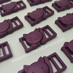 Paracord İp Bileklik Kedi Toka Klips Mürdüm Renk - Görsel 1