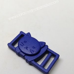 Paracord İp Bileklik Kedi Toka Klips Mavi Renk - Görsel 3