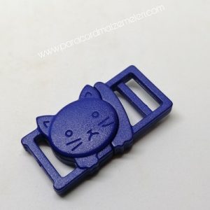 Paracord İp Bileklik Kedi Toka Klips Mavi Renk - Görsel 2
